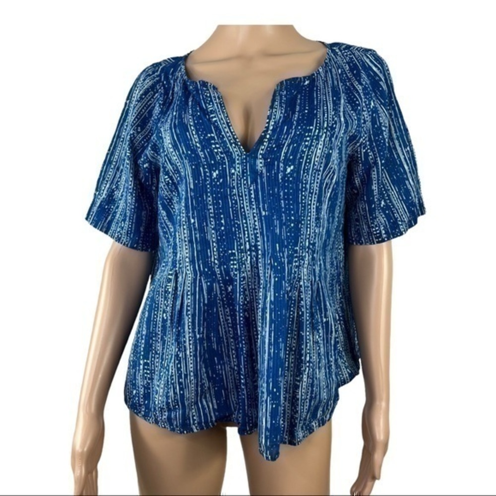 Anthropologie Maeve Women Blouse Blue White Sz 12
